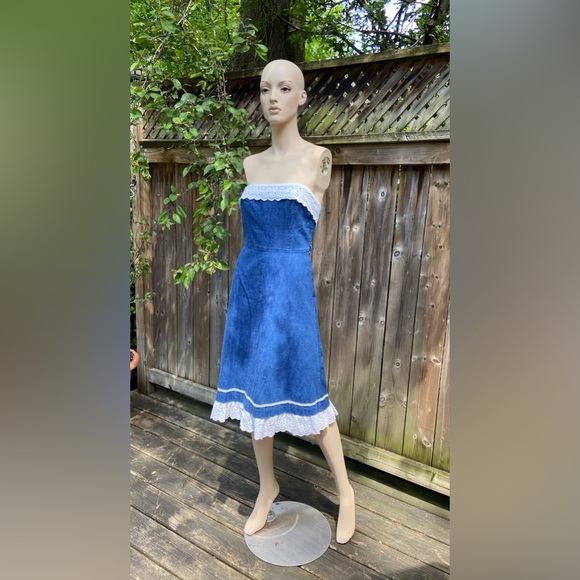 Vintage Handmade Strapless Denim Dress - Picture 9 of 12